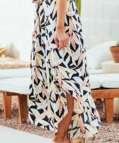 Cozy Co. Navy Floral Print Front Tie Woven Wrap Pants Bottoms