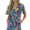 Vanilla Bay Navy Floral Print Surplice Knit Short Dress Dresses