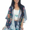 Umgee Tops Navy Floral Short Sleeve Open Front Kimono 2 Umgee Tops Navy Floral Short Sleeve Open Front Kimono