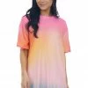 XYNC Neon Bubblegum Ombre Knit Mini Tee Shirt Dress Tops