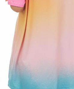 XYNC Neon Bubblegum Ombre Knit Mini Tee Shirt Dress Tops