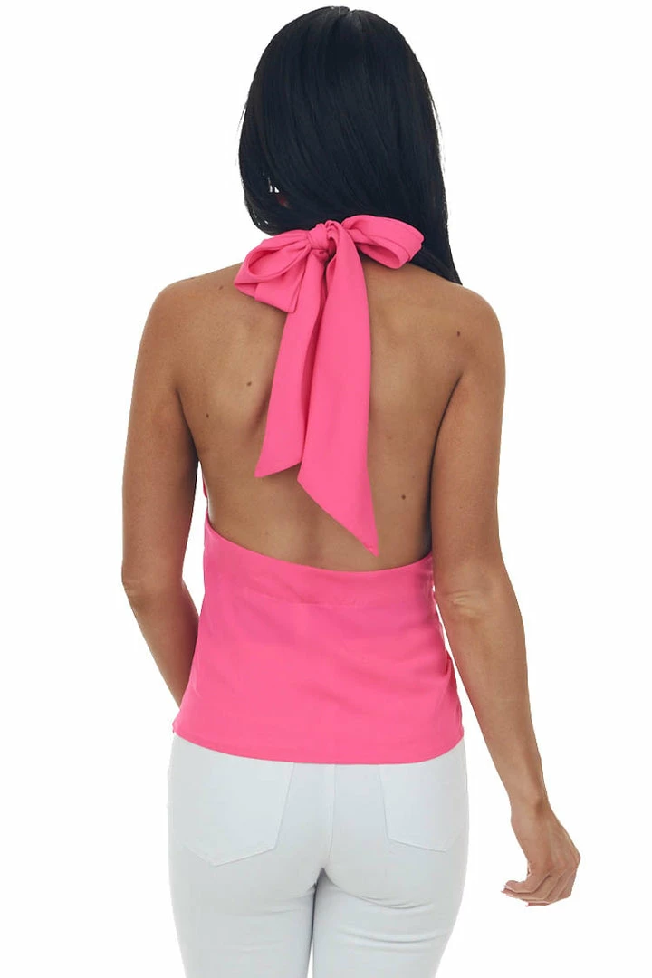 Glam Tops Neon Magenta Halter Neck Chest Cut Out Blouse 9 Glam Tops Neon Magenta Halter Neck Chest Cut Out Blouse