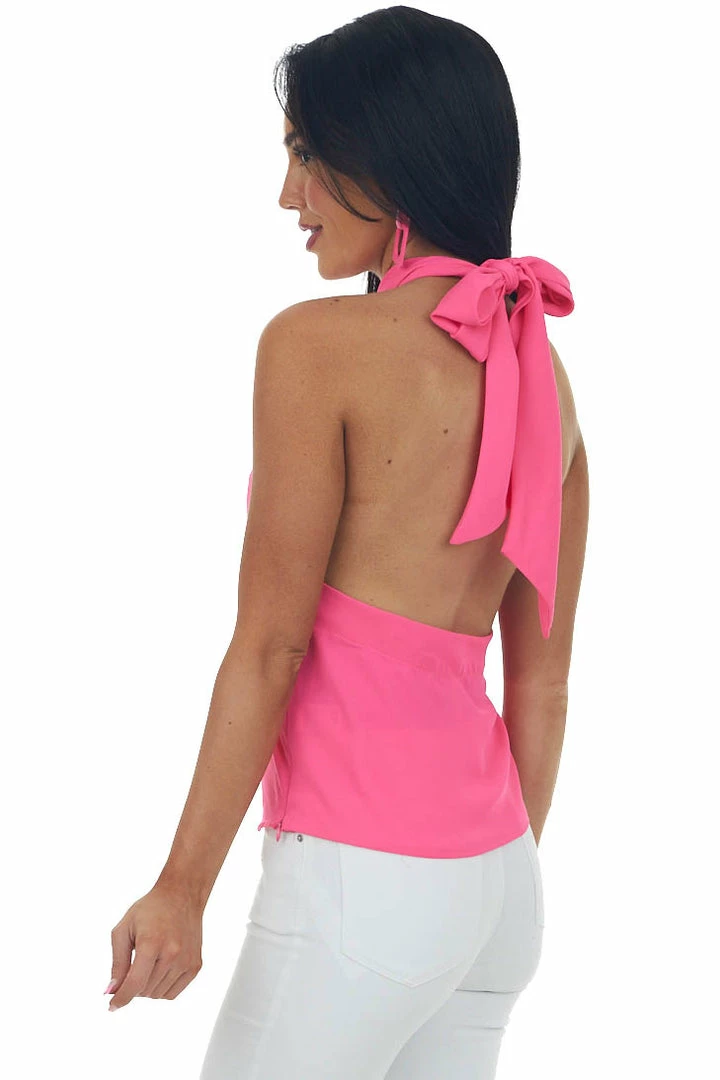 Glam Tops Neon Magenta Halter Neck Chest Cut Out Blouse 8 Glam Tops Neon Magenta Halter Neck Chest Cut Out Blouse
