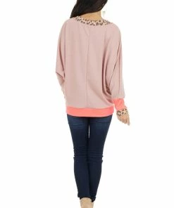 White Birch Neon Pink And Mauve Leopard Print Long Dolman Sleeve Top 24 White Birch Neon Pink And Mauve Leopard Print Long Dolman Sleeve Top