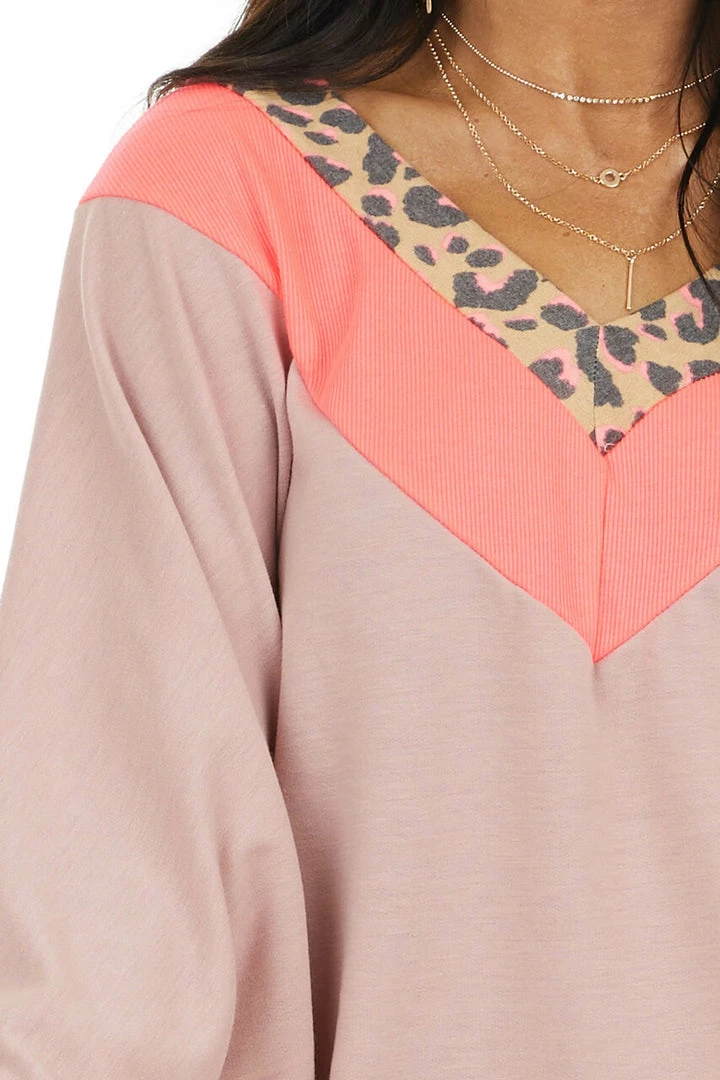 White Birch Neon Pink And Mauve Leopard Print Long Dolman Sleeve Top 10 White Birch Neon Pink And Mauve Leopard Print Long Dolman Sleeve Top