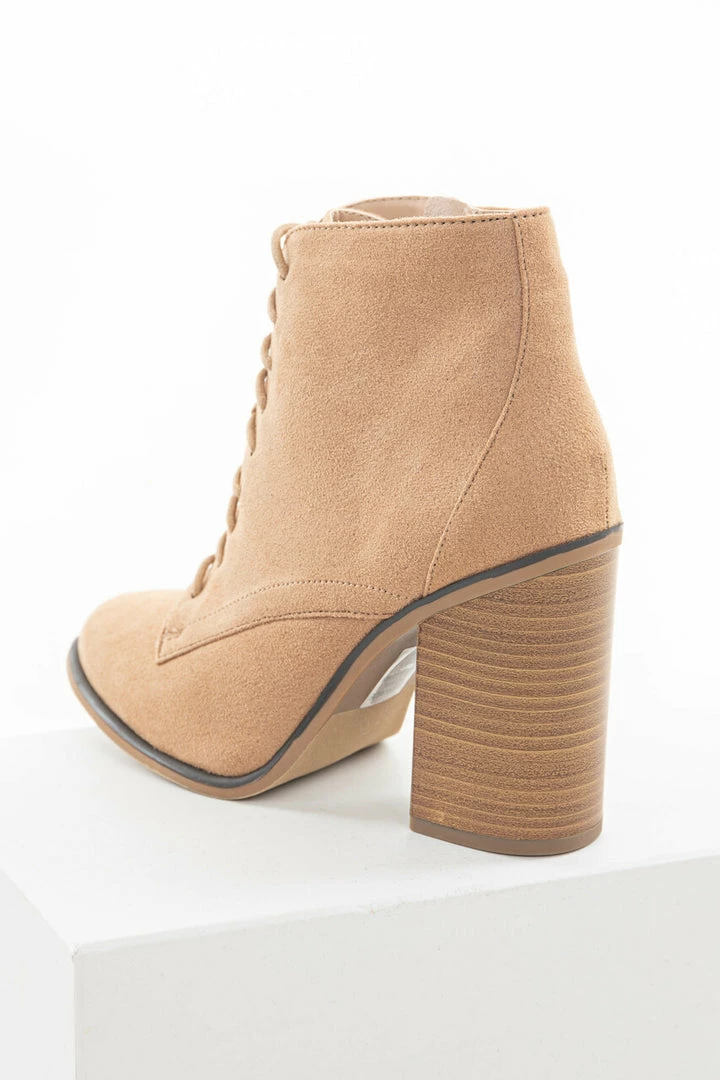 FORTUNE DYNAMIC Nude Faux Suede Lace Up High Heel Booties 4 FORTUNE DYNAMIC Nude Faux Suede Lace Up High Heel Booties