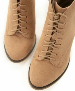 FORTUNE DYNAMIC Nude Faux Suede Lace Up High Heel Booties 18 FORTUNE DYNAMIC Nude Faux Suede Lace Up High Heel Booties