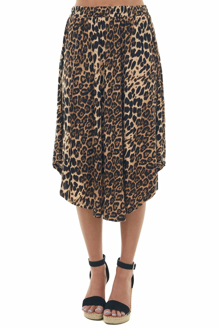 Jodifl Bottoms Nude Leopard Elastic Waist Curved Hem Skirt 4 Jodifl Bottoms Nude Leopard Elastic Waist Curved Hem Skirt