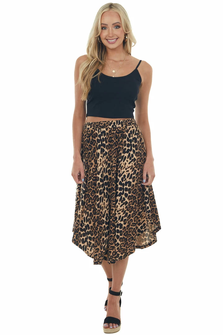 Jodifl Bottoms Nude Leopard Elastic Waist Curved Hem Skirt 3 Jodifl Bottoms Nude Leopard Elastic Waist Curved Hem Skirt