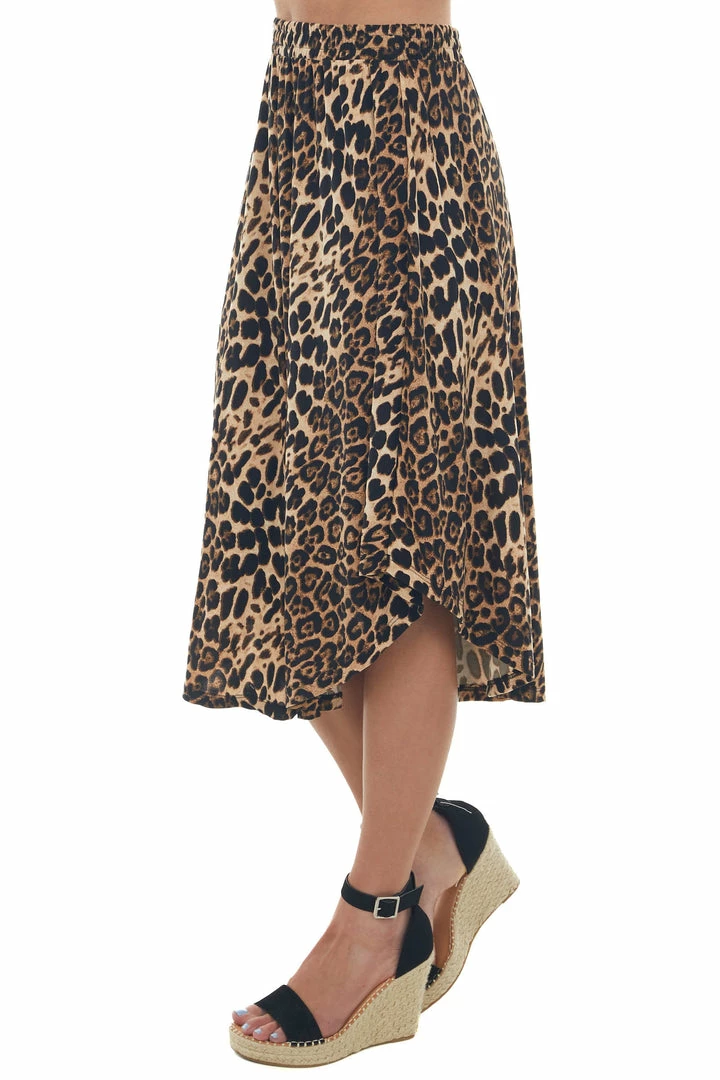 Jodifl Bottoms Nude Leopard Elastic Waist Curved Hem Skirt 5 Jodifl Bottoms Nude Leopard Elastic Waist Curved Hem Skirt