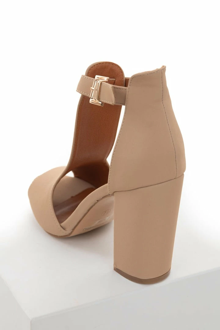 JOIA Nude Peep Toe Ankle Strap Block Heels 5 JOIA Nude Peep Toe Ankle Strap Block Heels