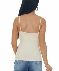 By Together Nude Seamless Solid Scoop Neck Knit Tank Top Tops