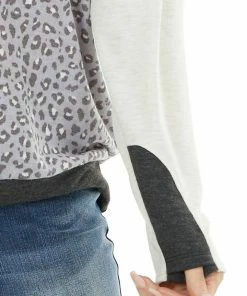 12PM Oatmeal Knit Cowl Neck Sweatshirt With Slate Leopard Print Tops 25 12PM Oatmeal Knit Cowl Neck Sweatshirt With Slate Leopard Print Tops