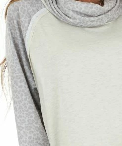12PM Oatmeal Raglan Top With Contrast Sleeves And Cowl Neck Tops 25 12PM Oatmeal Raglan Top With Contrast Sleeves And Cowl Neck Tops