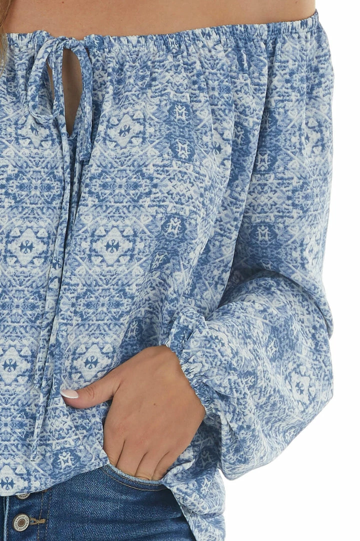 First Love Ocean Blue Printed Off Shoulder Blouse Tops 10 First Love Ocean Blue Printed Off Shoulder Blouse Tops