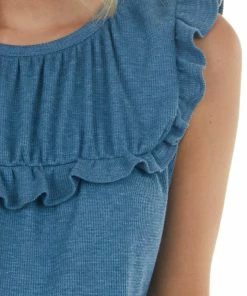 Lovely J Ocean Waffle Knit Short Flutter Sleeve Babydoll Top 25 Lovely J Ocean Waffle Knit Short Flutter Sleeve Babydoll Top