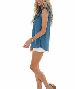 Lovely J Ocean Waffle Knit Short Flutter Sleeve Babydoll Top 23 Lovely J Ocean Waffle Knit Short Flutter Sleeve Babydoll Top