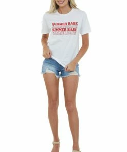 Wknder Off White 'Summer Babe' Graphic Knit Tee