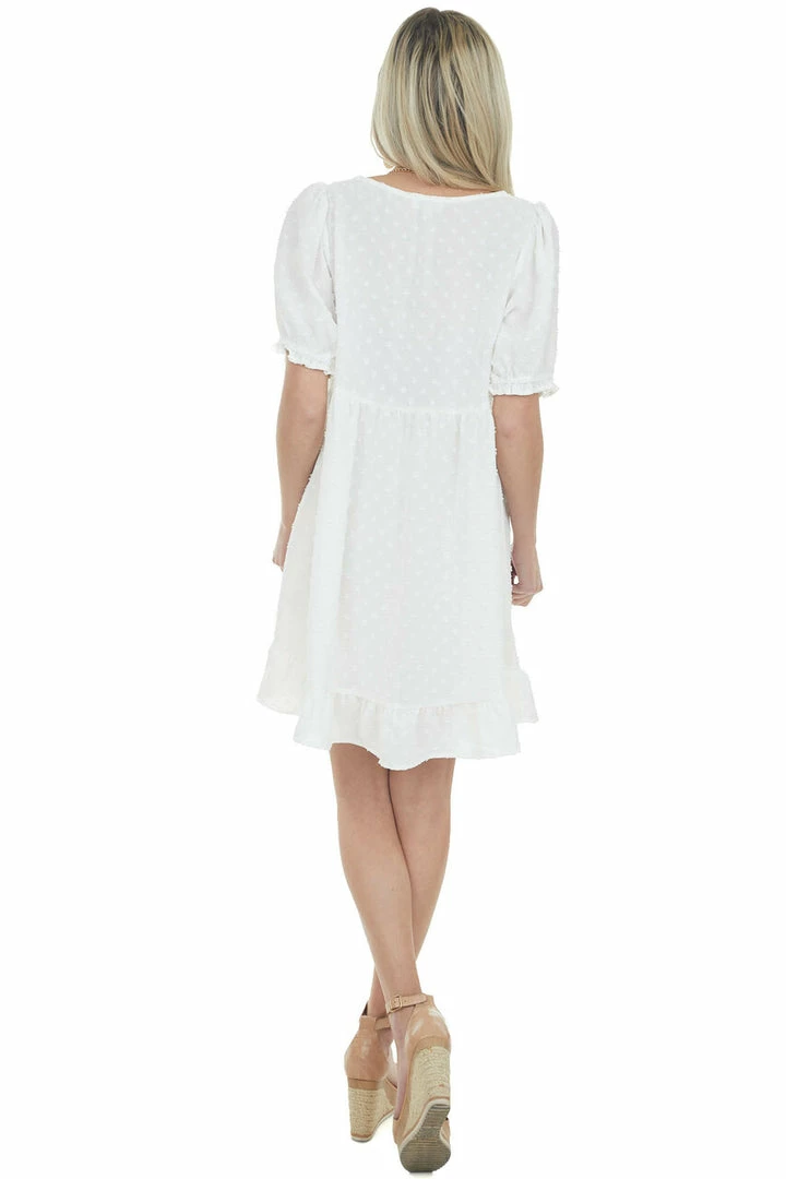 Umgee Off White Babydoll Swiss Dot Short Dress 8 Umgee Off White Babydoll Swiss Dot Short Dress