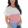 Peach Love Off White Colorblock Short Sleeve Sheer Jersey Knit Top