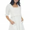 Heyson Off White Crochet Bodice Short Sleeve Dress Dresses