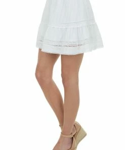 143 Story Off White Crochet Trim Tiered Mini Skirt 8 143 Story Off White Crochet Trim Tiered Mini Skirt