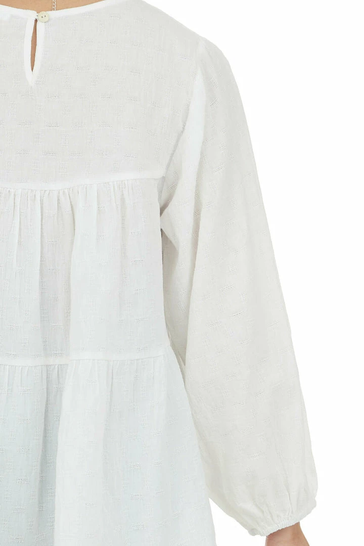 Ces Femme Off White Flowy Long Sleeve Babydoll Blouse Tops 10 Ces Femme Off White Flowy Long Sleeve Babydoll Blouse Tops