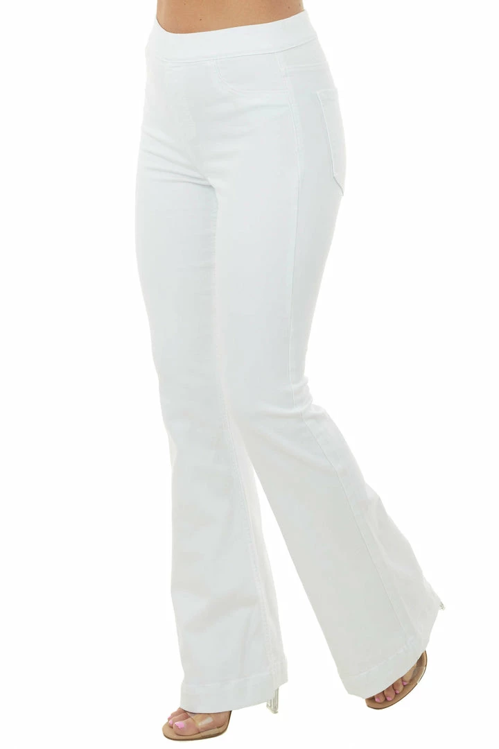JellyJeans Off White High Rise Elastic Waist Flare Jeggings Bottoms 4 JellyJeans Off White High Rise Elastic Waist Flare Jeggings Bottoms