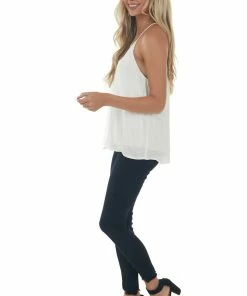 Umgee Tops Off White Lace V Neck Adjustable Strap Cami 23 Umgee Tops Off White Lace V Neck Adjustable Strap Cami