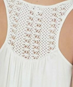 Umgee Off White Lace Yoke Babydoll Knit Tank Top Tops
