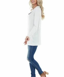 Vanilla Bay Off White Long Sleeve Open Front Top With Cold Shoulder