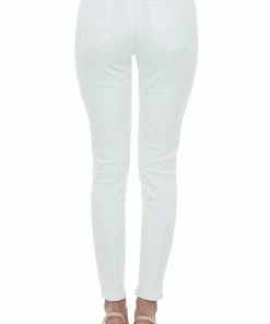 Cello Jeans Off White Mid Rise Rolled Cuff Skinny Jeggings