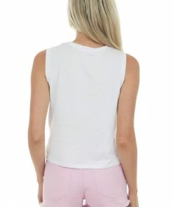 Aemi + Co Off White Muscle Knit Tee With Twist Detail Tops