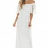 Dress Day Off White Off Shoulder Floral Lace Overlay Maxi Dress
