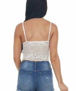 Trend Notes Off White Padded Sweetheart Neck Lace Bralette