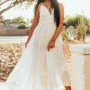 She + Sky Off White Sleeveless V Neckline Woven Maxi Dress