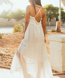She + Sky Off White Sleeveless V Neckline Woven Maxi Dress 11 She + Sky Off White Sleeveless V Neckline Woven Maxi Dress