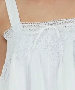 143 Story Tops Off White Square Neck Crochet Lace Tank Top