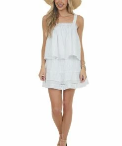 143 Story Tops Off White Square Neck Crochet Lace Tank Top