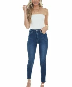 Entro Off White Strapless Stretchy Knit Bodysuit With Ruched Sides