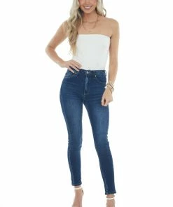 Entro Off White Strapless Stretchy Knit Bodysuit With Ruched Sides