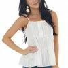 Andree Off White Textured Tiered Woven Cami With Button Details