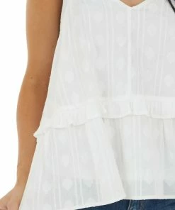 Entro Off White V Neck Tiered Woven Tank Top Tops