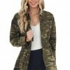 Jodifl Olive Camo Print Long Sleeve Cargo Jacket With Tie Waist Outerwear