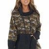 BucketList Olive Camo Print Pullover With Cowl Neck And Kangaroo Pouch
