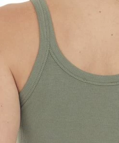 La Miel Olive Ribbed Knit Scoop Neck Tank Top 13 La Miel Olive Ribbed Knit Scoop Neck Tank Top