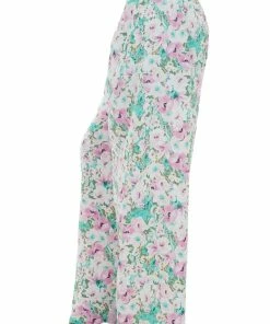 Entro Bottoms Orchid Floral Print Flowy Wide Leg Pants