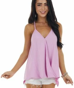 143 Story Orchid Surplice Wrap Sleeveless Camisole