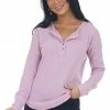 143 Story Orchid Thermal Knit Henley Long Sleeve Top