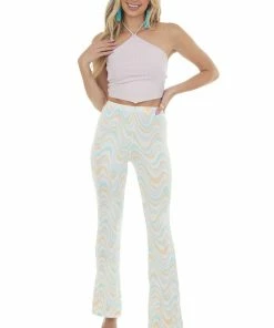 LE LIS Pale Iris Halter Neck Open Back Knit Crop Top Tops